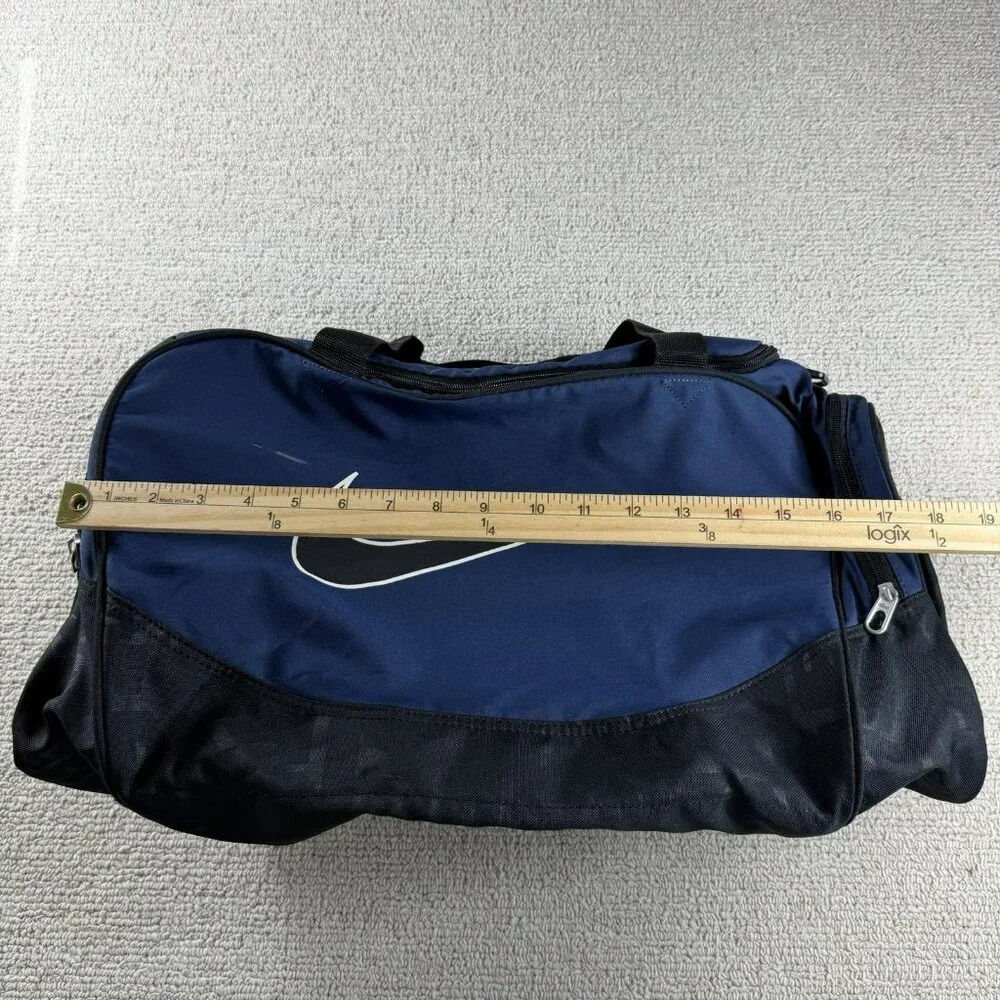 Nike Brasilia Large Logo Gym Duffel Bag Blue Black